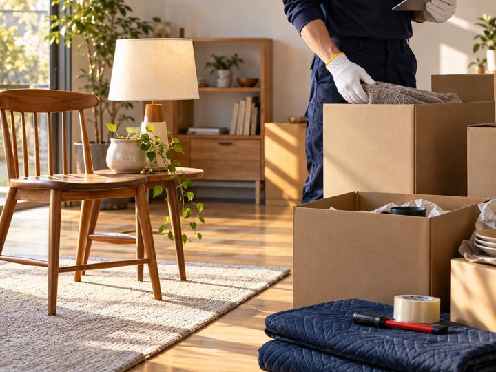 作業費と有価物を相殺して精算するスタッフ